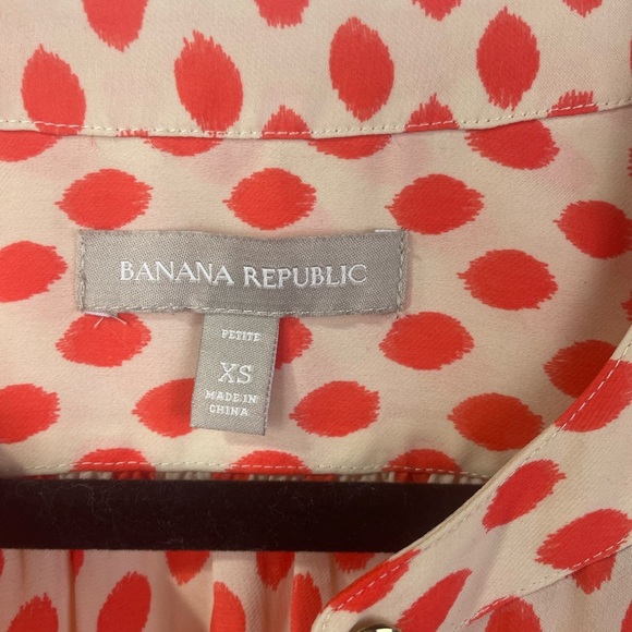 Banana Republic Orange Polka Dot Long Sleeve Button Up Casual Blouse Top XS - Picture 7 of 10
